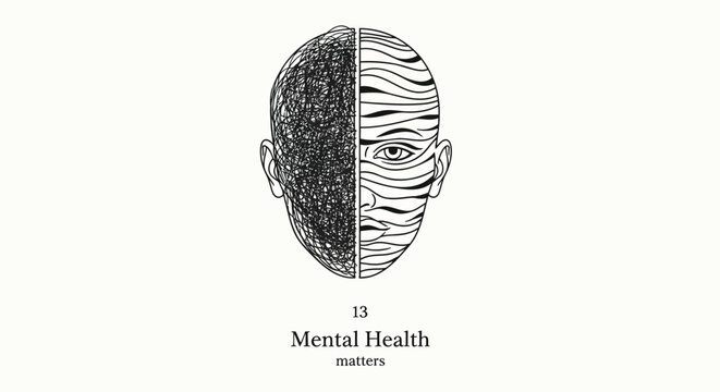 Mental health matters, brain awareness, psychology symbol, illustration, vector graphics