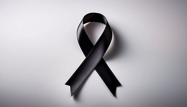 symbolic black ribbon representing mourning and awareness on a clean backdrop