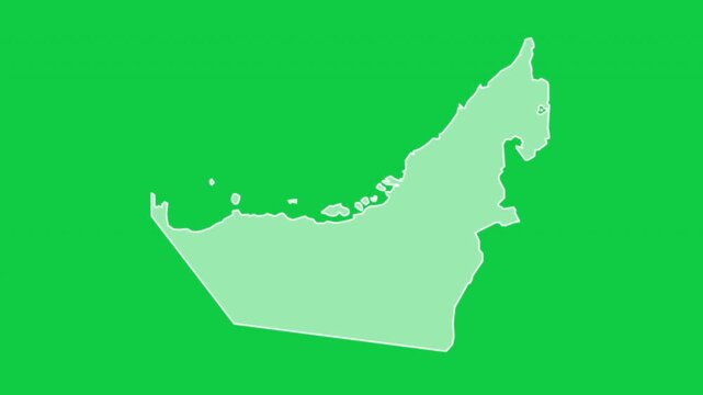 United Arab Emirates UAE map glow outline animation green background