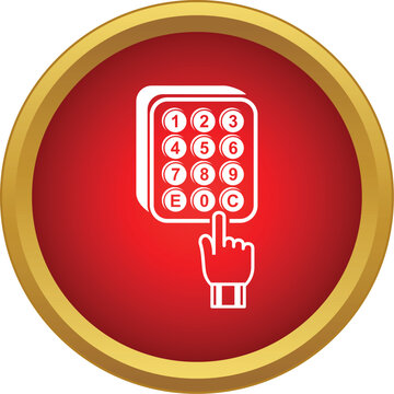 Hand pressing buttons on a numerical keypad for secure access entry