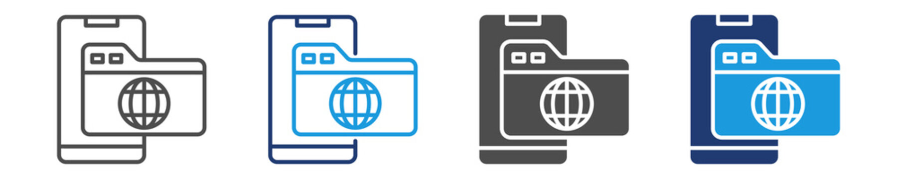 web application icon set multiple style