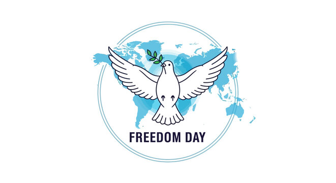 People celebrate Juneteenth Day with a white dove flying over a world map.