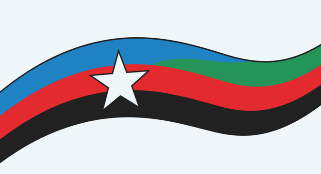 Juneteenth Day celebration with waving flag of freedom and star