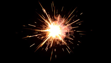 Fototapeta premium A stunning view of fireworks with bright sparks against a dark sky.