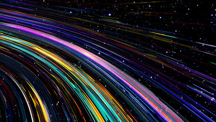 Naklejka premium Vibrant colorful light trails in space.