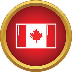 Obraz premium Canada flag with a maple leaf symbol shown in a red circle icon