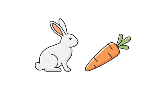 White Rabbit Looking at Carrot.