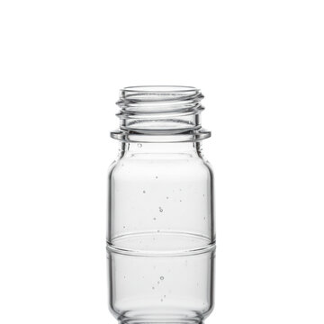 A single, flawless, clear PET preform with sharp threading and internal structure, on a transparent background with subtle reflection, macro shot, volumetric studio lighting. Concept of industrial