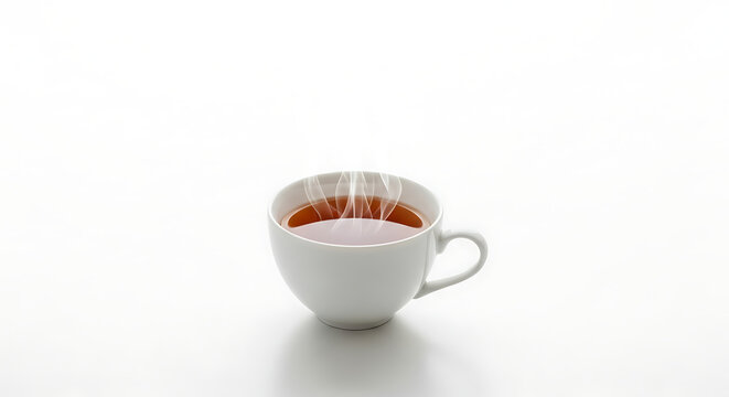 A white teacup with tea leaves.