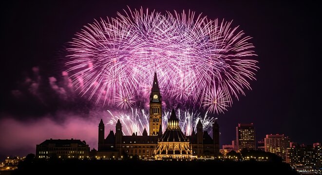 Spectacular canada day fireworks display over parliament hill ottawa