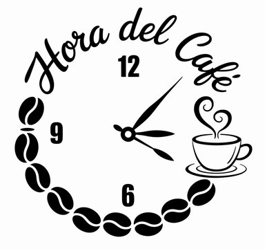 A whimsical clock design features coffee beans shaping the numbers on the clock face.