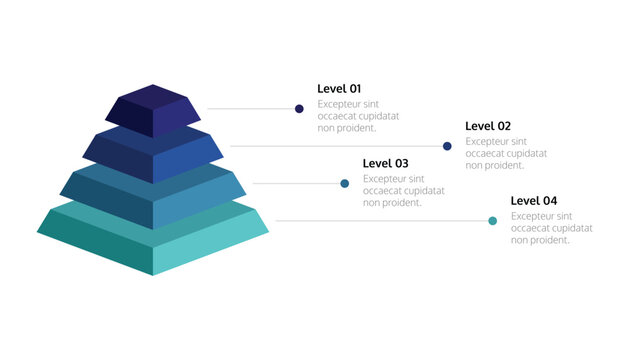 3D Blue Pyramid Structure with Four Distinct Levels