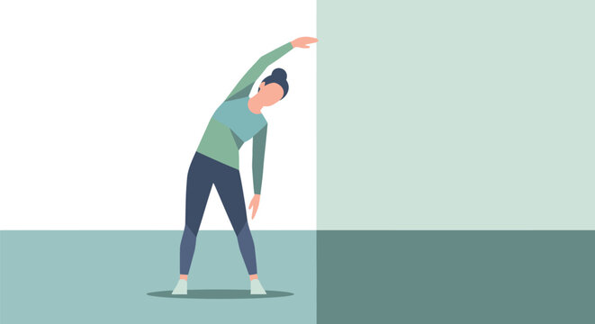 Woman stretching her body, engaging in a healthy and active lifestyle.