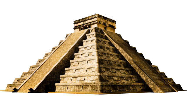 Ancient Mayan Pyramid Structure with Stone Steps and Temple Top