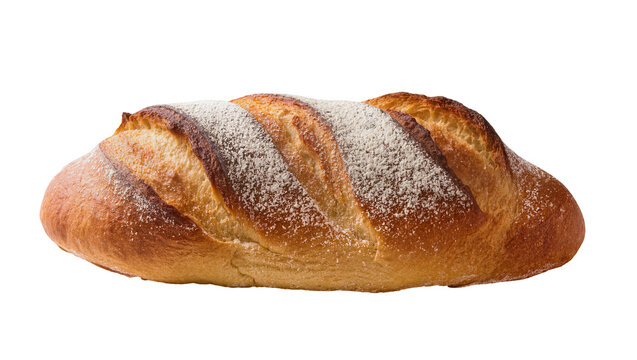 Rustic flour dusted oblong loaf of artisan bread