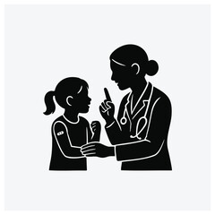 Obraz premium Doctor talking to a child silhouette