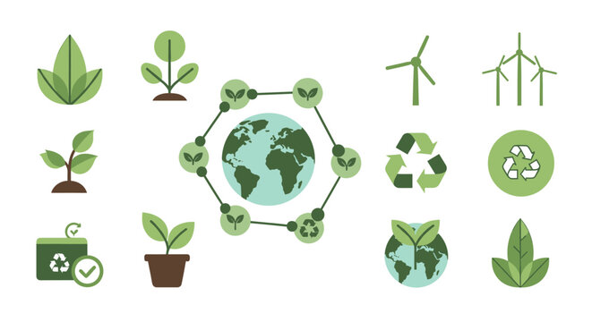 A modern icon depicting a green recycling bin with a checkmark and recycling symbol, conveying sustainability and approval, ideal for eco-friendly mar
