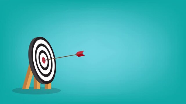 Arrow Hitting Target Bullseye Business Goal Success Strategy Achievement Concept Animation