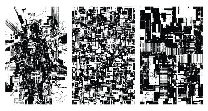 Abstract technical glitch art, technology patterns vector.