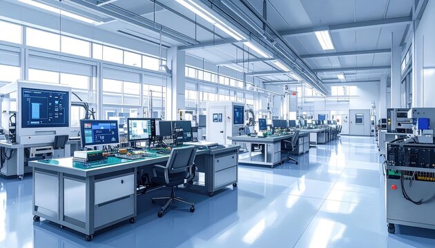 Modern electronics manufacturing and research facility with advanced technology