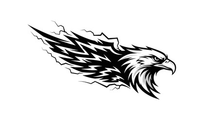 Obraz premium Bold eagle head design with dynamic lightning elements on white background