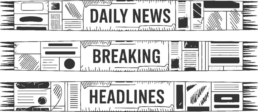 Three horizontal banners with news related text and in a style daily breaking headlines