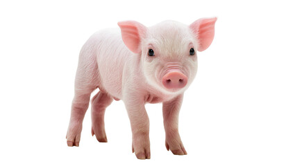 Pink baby piglet standing looking forward with curly tail © Carmen