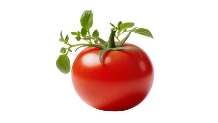 Ripe Red Tomato with Green Stem and Leafy Sprig © Carmen