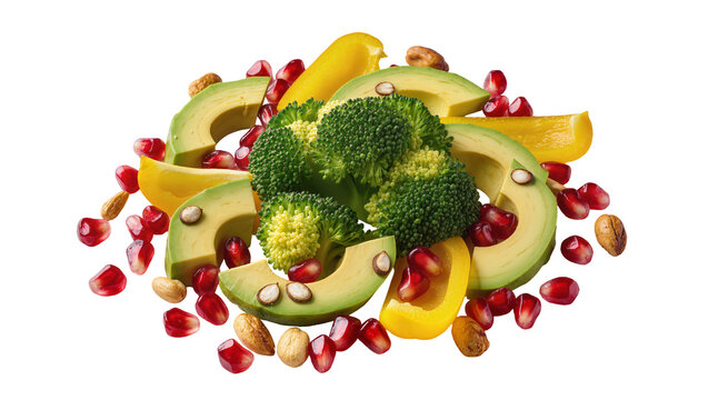 Green Broccoli Avocado Pomegranate Almonds Citrus Fruit Arrangement