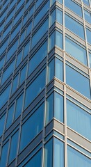 Obraz premium Abstract View of a Modern Glass Building Facade in Blue and Gray