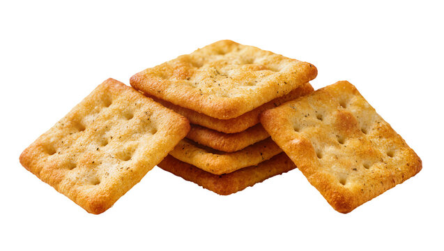 Stacked savory square crackers with pepper and salt seasoning
