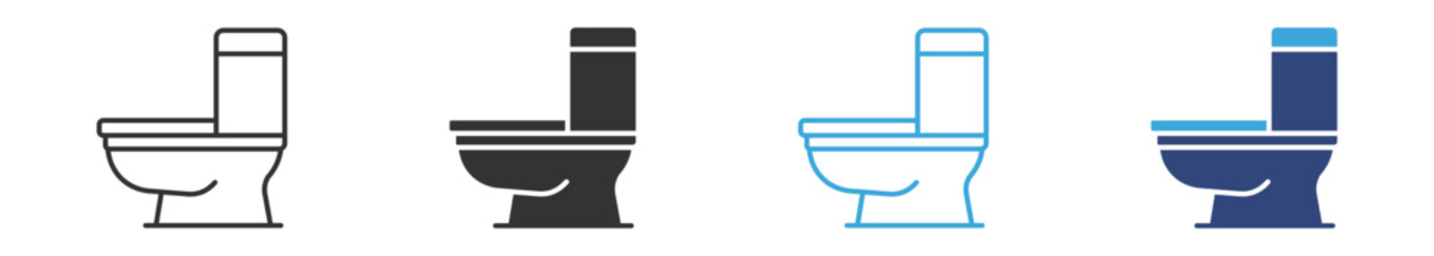 Toilet bathroom icons set, Restroom sanitation symbols, WC hygiene icons, Bathroom fixture vector icons, Sanitary toilet symbols