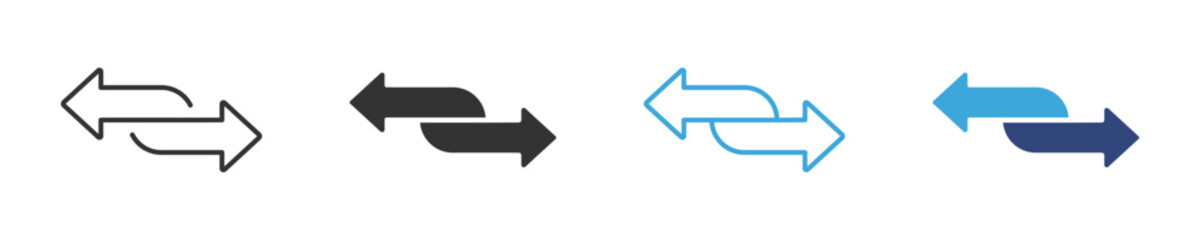 Double arrow icons set, Bidirectional arrows symbols, Two way direction icons, Swap navigation arrows, Opposite direction vector icons © Kamrul