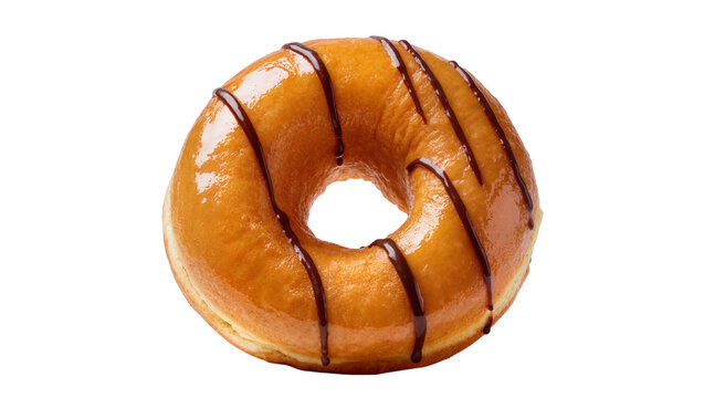 Glazed donut with chocolate drizzle and central hole