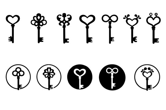 Vintage Key Silhouette Vector Illustration