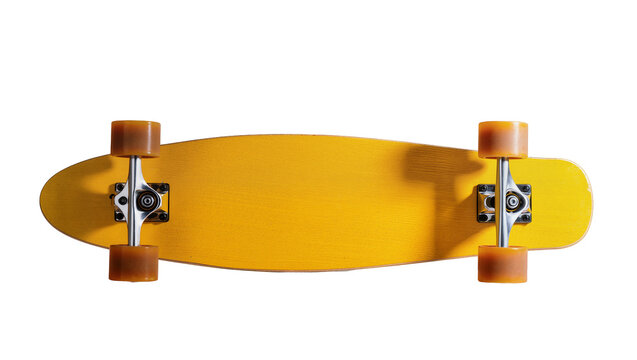 Yellow Cruiser Skateboard with Orange Wheels and Trucks