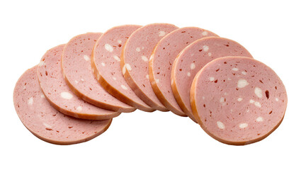 Sliced Bologna Sausage with White Speckles Arranged in a Curve © Patricia