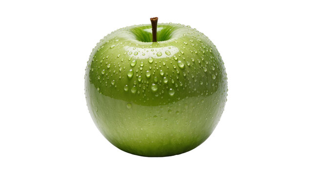 Green Granny Smith Apple Covered with Water Droplets