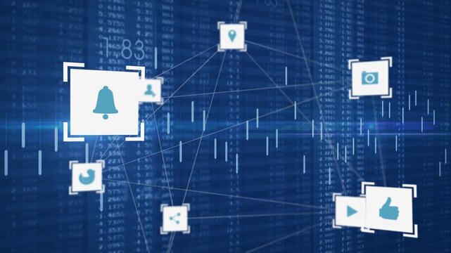 Bracket highlighting user+ starting network shift amid data, icons pulsing, focusing camera icon