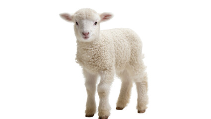 Obraz premium Fluffy White Lamb Standing with Curious Expression