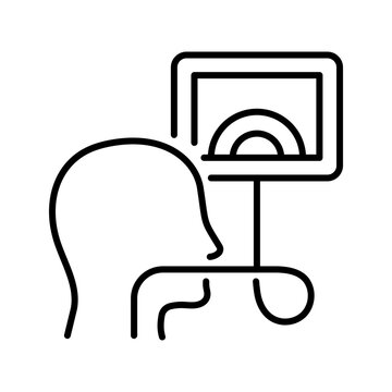 Stomach endoscopy icon. Healthcare and gastroenterology line symbol. Black and white.