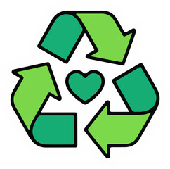 Fototapeta premium Recycle Symbol with Heart A Green Eco-Friendly Design for Environmental Care