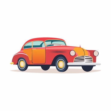 Vintage Red and Orange Two-Tone Classic Car Illustration
