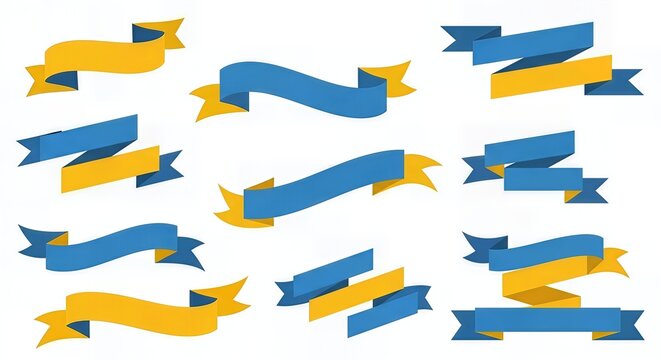 Ukraine Flag Ribbon Style Vector Illustration Isolated on White Background