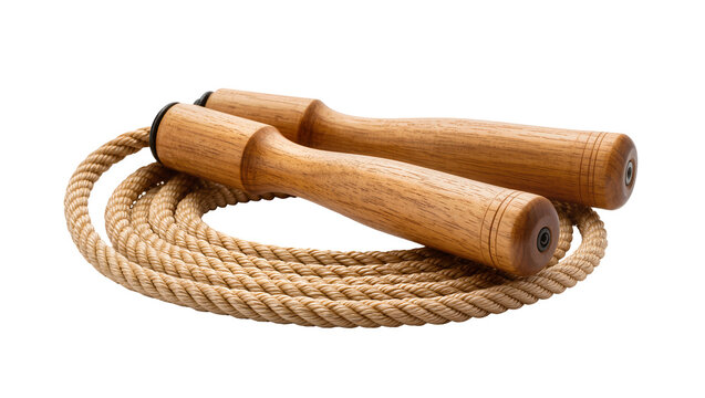 Wooden handled jute rope skipping jump rope exercise equipment
