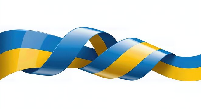 Ukraine Flag Ribbon Style Vector Illustration Isolated on White Background