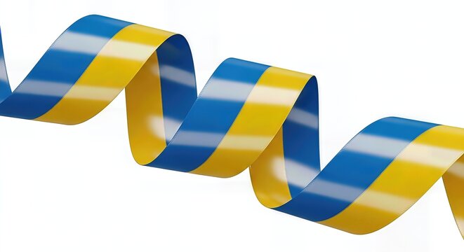 Ukraine Flag Ribbon Style Vector Illustration Isolated on White Background
