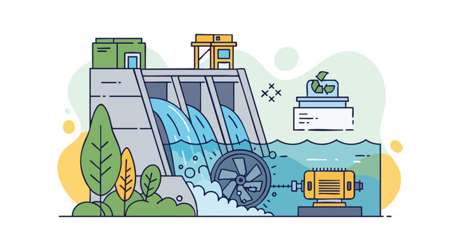 Hydroelectric Dam Diagram for Renewable Energy Generation