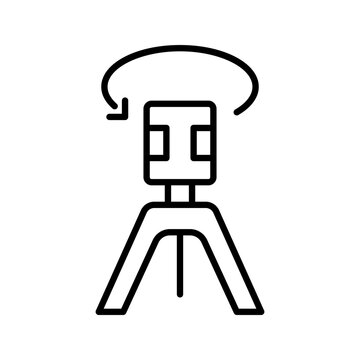 Laser level icon. Industry and surveying line symbol. Black and white.