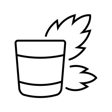 Mojito cocktail icon. Food and cocktail line symbol. Black and white.